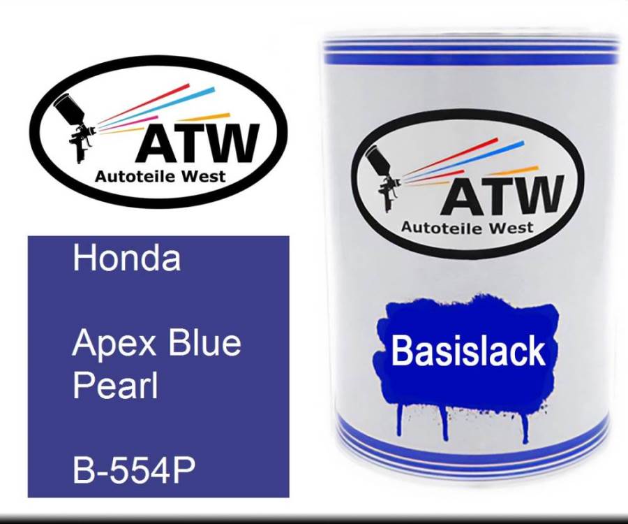 Honda, Apex Blue Pearl, B-554P: 500ml Lackdose, von ATW Autoteile West.